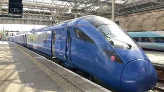 Class 803 Lumo leaving Edinburgh Waverley for the 16:12 service to London Kings Cross