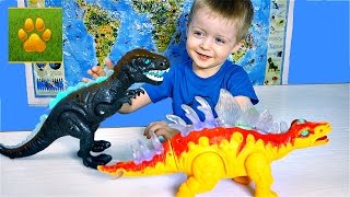 ДИНОЗАВРЫ Тиранозавр vs  Стегозавр Распаковка Обзор для Детей Детское Видео про Динозавров Lion boy