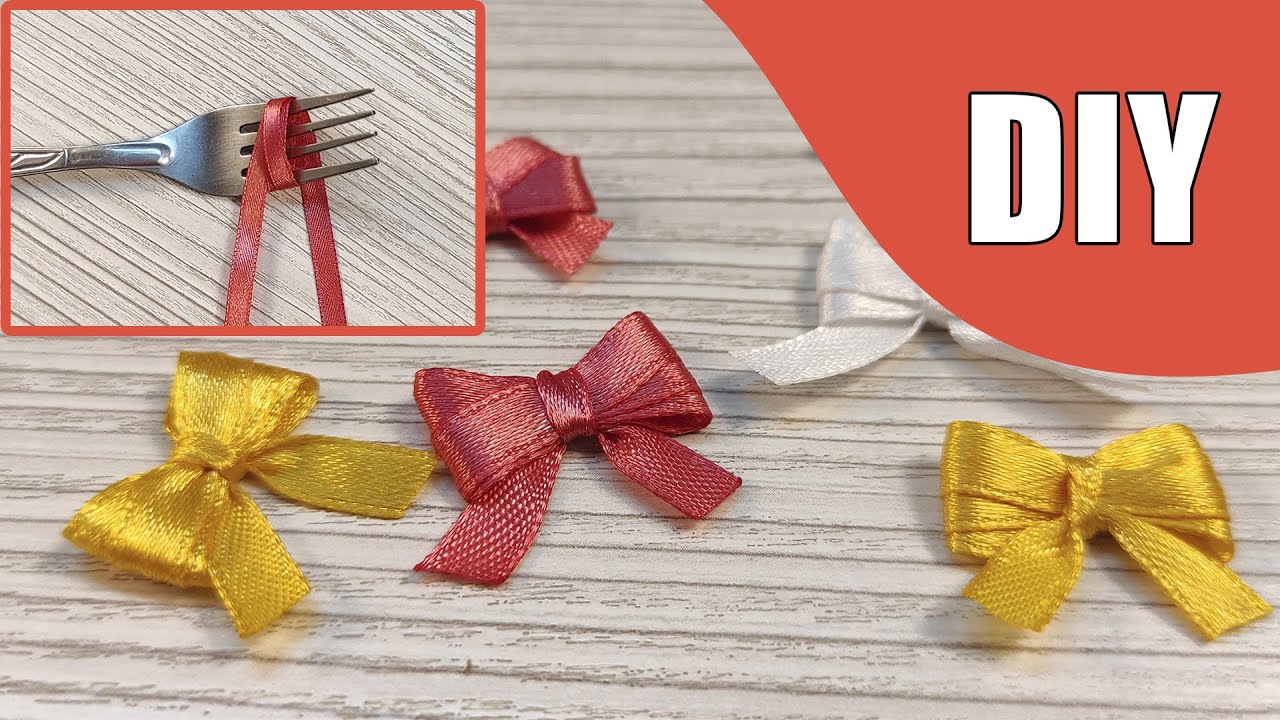 How to make a Fork Bow Как завязать маленький бантик Ribbon Bow DIY