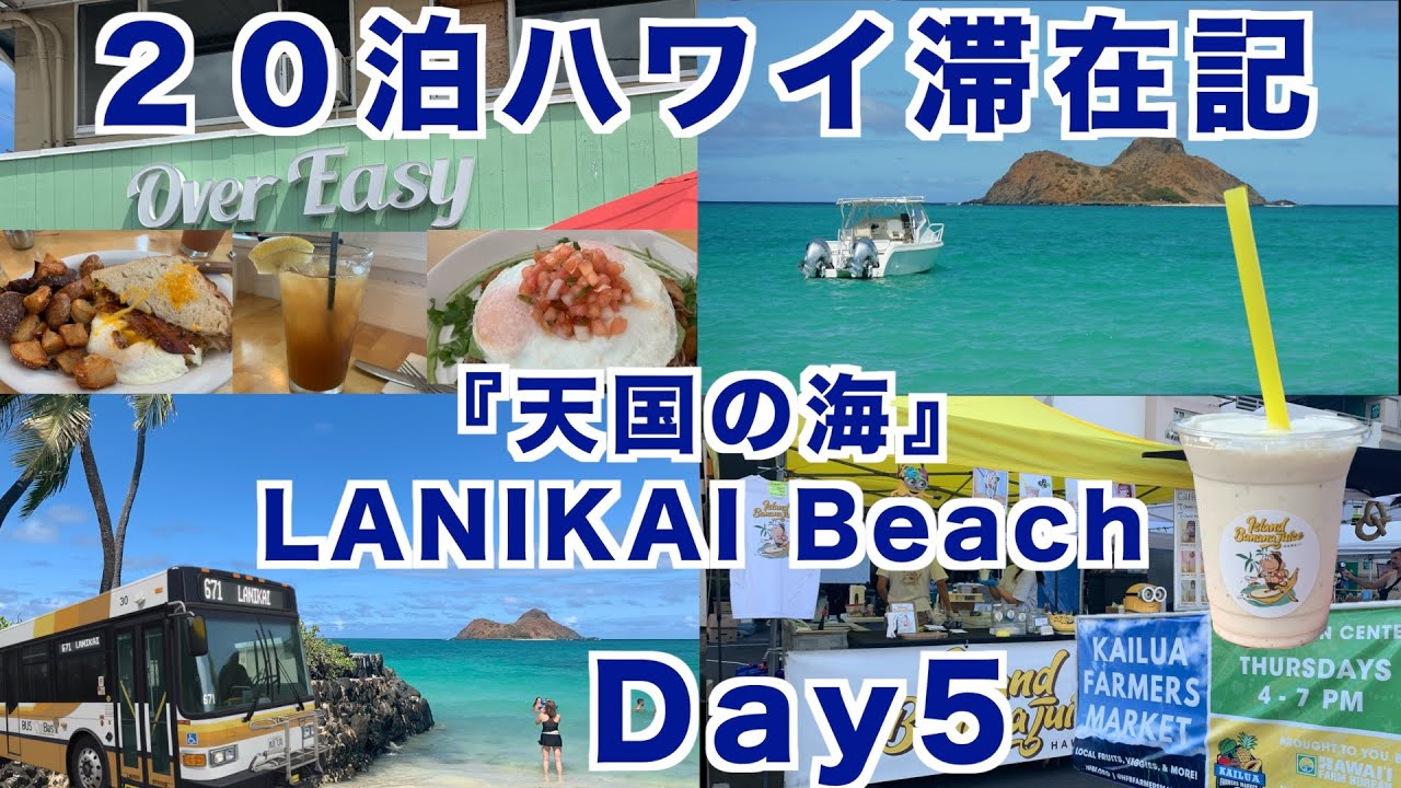 2025年10月20泊【Day5】《Kailua「OVER EASY」で並ばずに絶品朝食をいただくならランチタイム！》  Lanikai Beach   KAILUA FARMERS MARKET