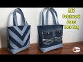 DIY PATCHWORK JEANS TOTE BAG | TOTE BAG | JEANS BAG | RECYCLE JEANS IDEAS |DIY BAG SEWING TUTORIAL