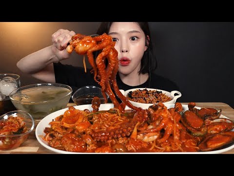 SUB)매콤통통 쭈꾸미가득 해물찜 먹방 ! 🐙🦐🦑 볶음밥 동치미까지 리얼사운드 Haemuljjim Braised Seafood mukbang ASMR