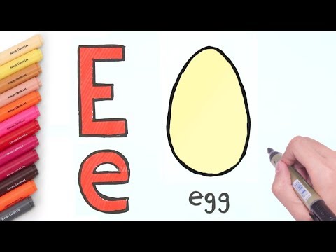 How to Draw E for EGG Drawing & Coloring | Learn Alphabets Drawing | Easy and Simple Drawing