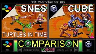 TMNT: Turtles in Time (SNES vs GameCube) Side by Side Comparison - Dual Longplay