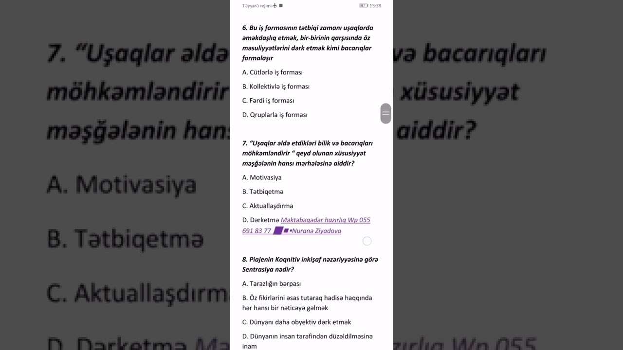 #Məktəbəqədər ÇƏRÇİVƏ mövzuları: #TEST üzrə ümumi TƏKRAR @Nuranə Ziyadova