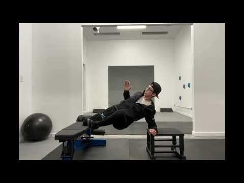 Box Elevated Short Lever Adductor Side Plank with Rotation