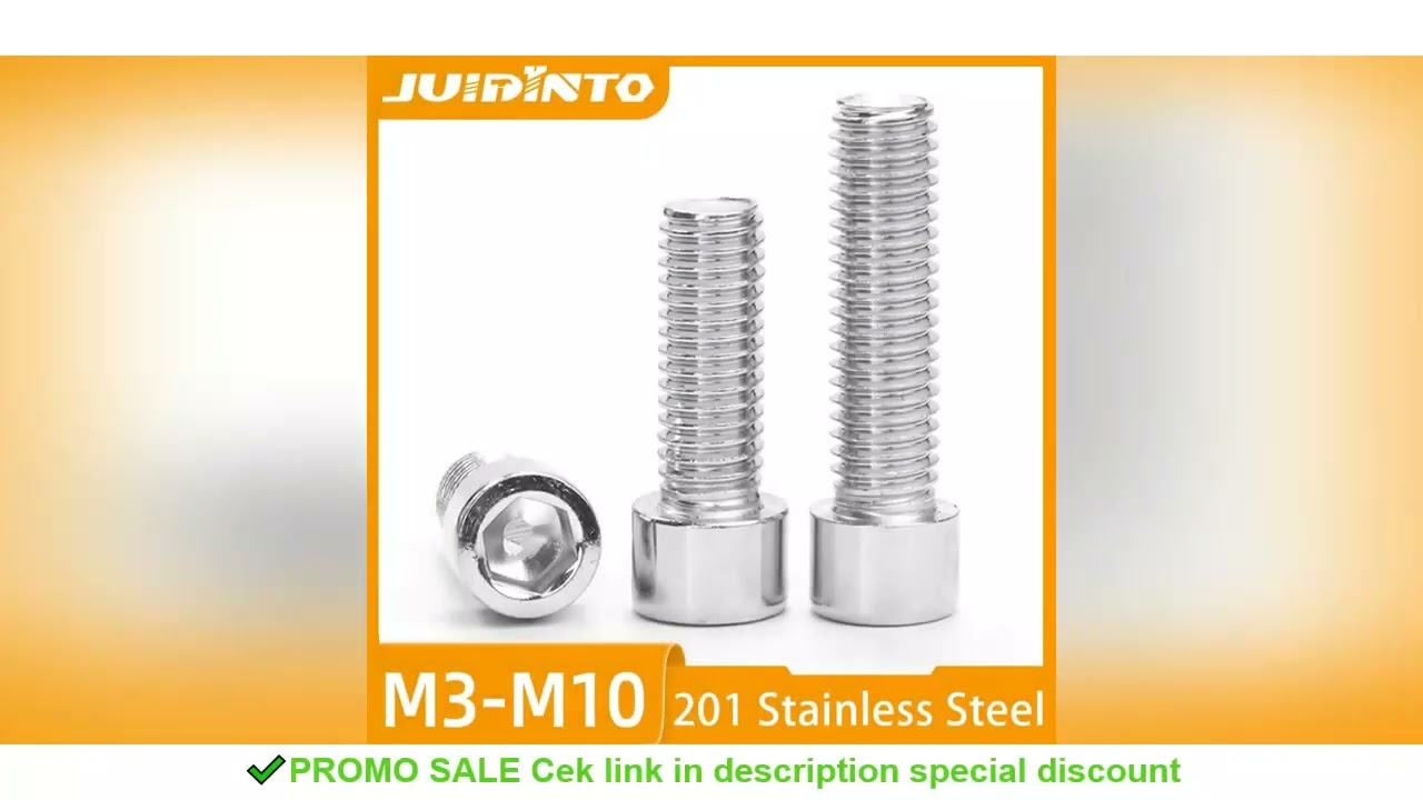 JUIDINTO 1~20pcs Hex Socket Head Cap Screw 201 Stainless Steel M3 M4 M5 M6 M8 M10 M12 Hexagon Allen
