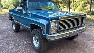 1979 Chevy k10 4x4 squarebody Blueprint 400 6.6L walk around 060 dynomax vibrant exhaust