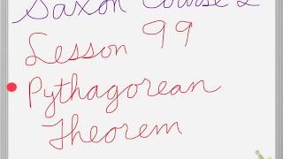 Saxon Course 2 Lesson 99
