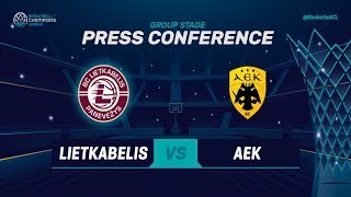 Lietkabelis v AEK - Press Conference - Basketball Champions League 2018