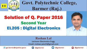 Digital Electronics EL205 2016 Objective Solution By Roshan Lal Jain | GPC BARMER
