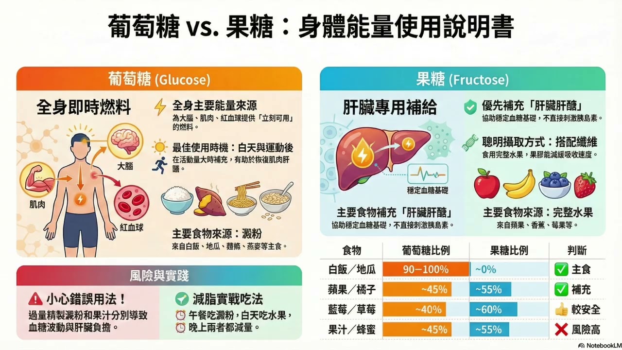 葡萄糖VS果糖：身體能量使用說明書
