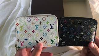 LOUIS VUITTON Monogram Multicolor Zippy Coin Purse Wallet White Litchi  148059