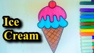 Easy ice cream drawing & painting for kids | toddler | kids world