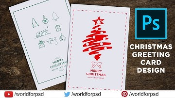 🎄☃️How to make Christmas Greeting Cards in Photoshop CC Tutorial | Christmas Card Design Photoshop💖🎊