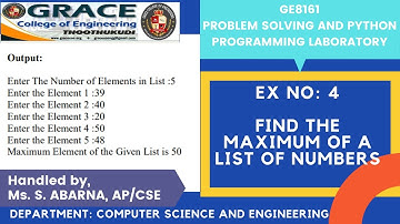 GRACE COE-CSE-GE8161-Pspp-Ex4-Find the maximum of a list of number
