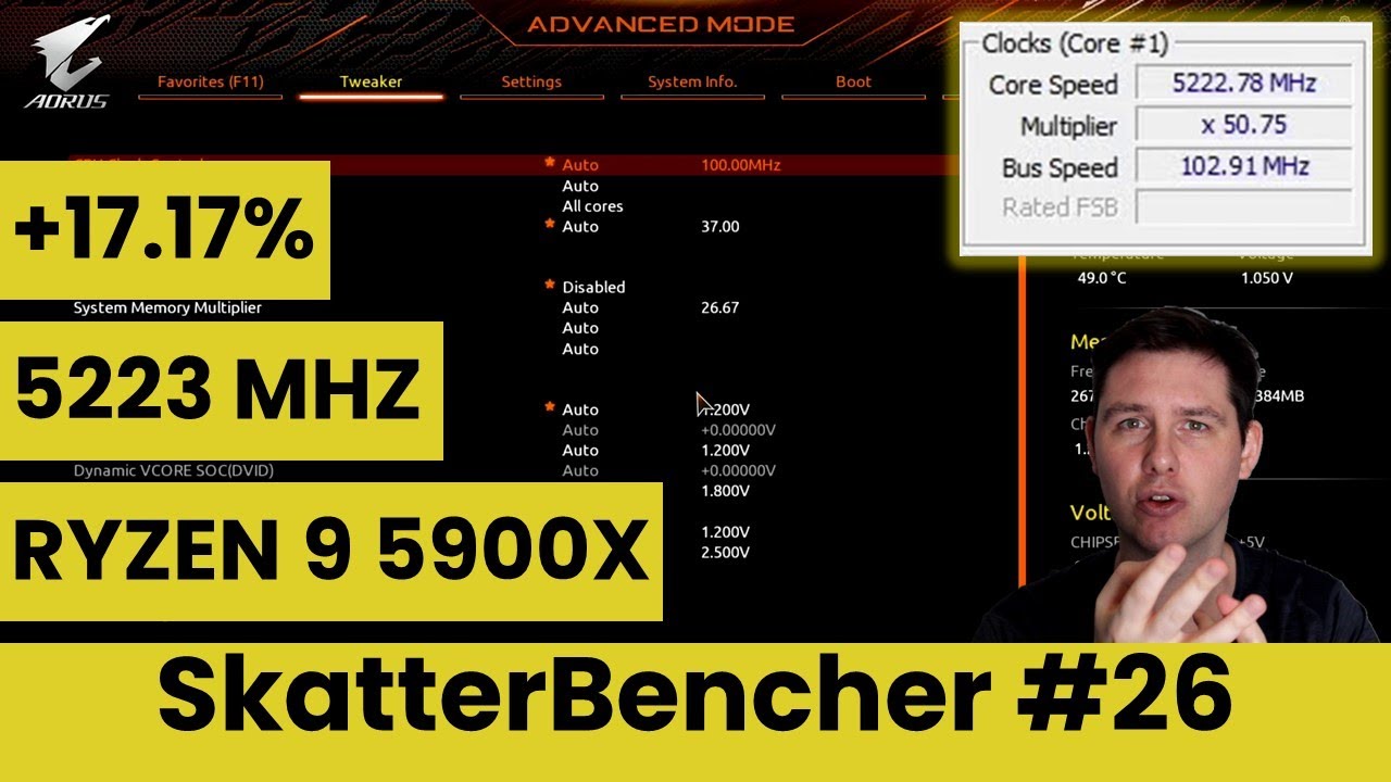 Ryzen 9 5900X Undervolt & Overclock to 5223 MHz With X570S Aorus Master | SkatterBencher #26