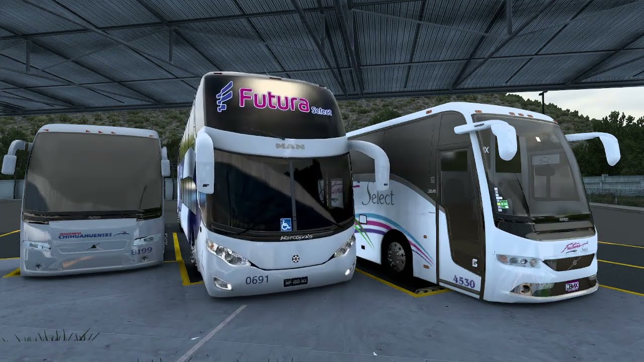 American Truck Simulator / Marcopolo MP 180 MX de Futura Select en la central de Chihuahua