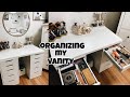 organizing + cleaning my makeup vanity!