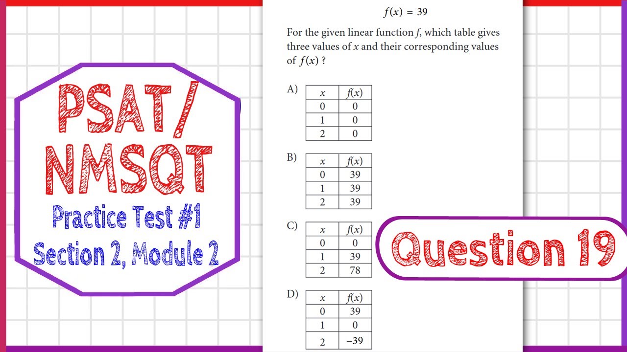 PSAT / NMSQT Question 19 from Practice Test 1 Section 2 Module 2 - YouTube