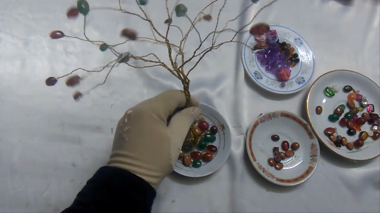 من سلك نحاس وشويه أحجار أو لولي how to make tree  اعملي ديكور بطريقه سهله جدا _Fatma Saber