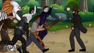 Human vs Jason Voorhees, Michael Myers, Jeff Killer, LeatheFace, Pennywise, Freddie ( animation )