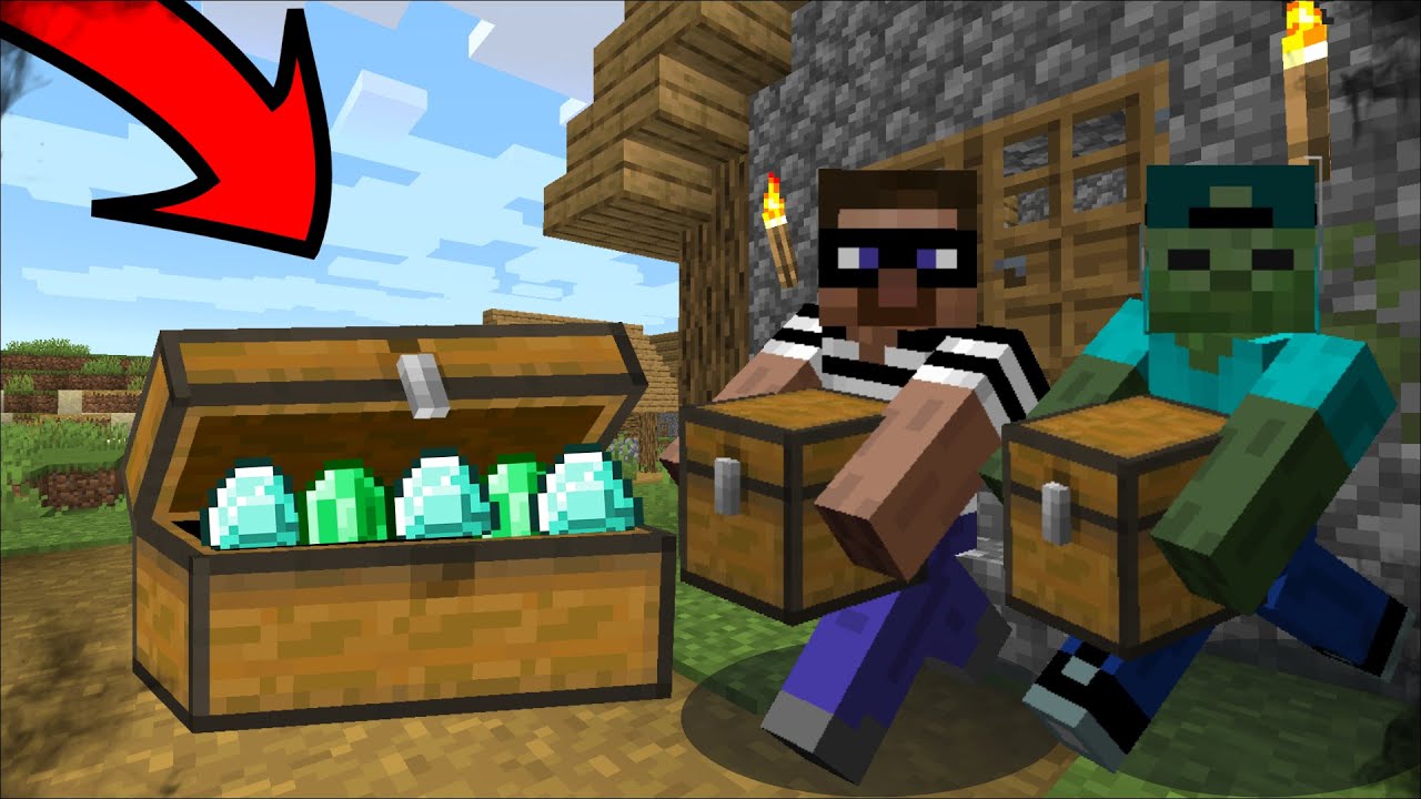 Minecraft BABY ZOMBIE CAUGHT STEALING FROM VILLAGER MOBS / DON'T GET