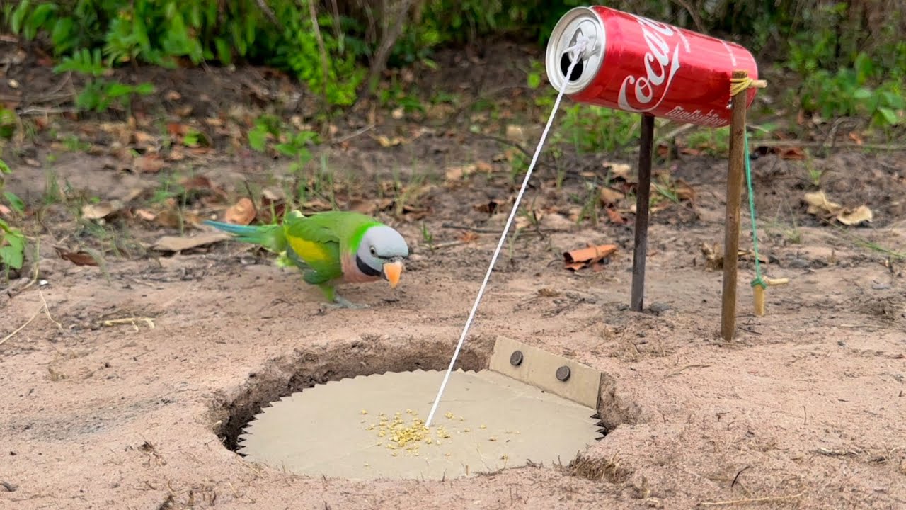 Amazing Parrot Trap Using Paper and Coca-Cola Can