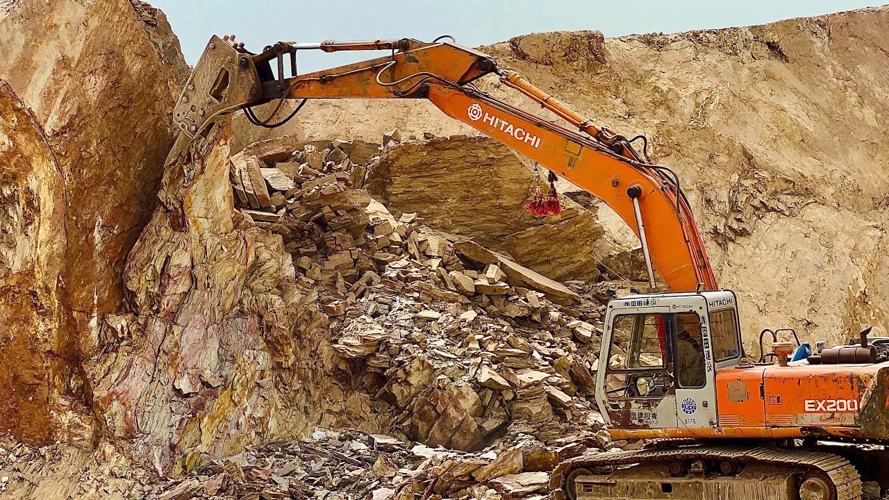 Excavator working”Humring and Drilling”And operator #excavator #sand # ...