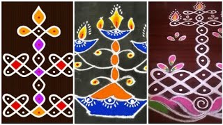 Kuthuvilaku Kolam Designs With Dots Karthigai Deepamvilaku Kolam With Colors