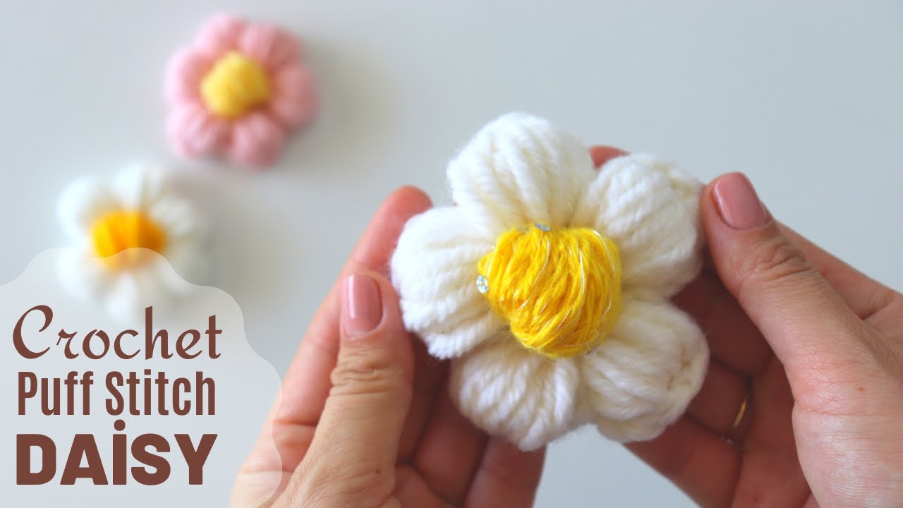Crochet Puff Stitch Daisy Flower
