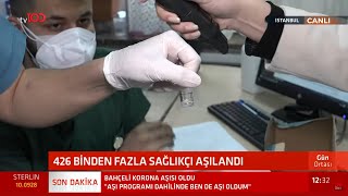 Canlı yayında aşılar görüntülendi! 426 binden fazla sağlıkçı aşılandı Resimi