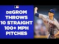 Pumping heat jacob degrom throws ten straight 100 mph pitches to open game then a wipeout slider