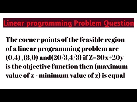 The corner points of the feasible region of a linear programming ...