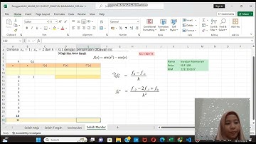 Analisis Numerik Simulasi EXCEL Menghitung Turunan dengan Metode (SELISIH MAJU,MUNDUR, TENGAH)