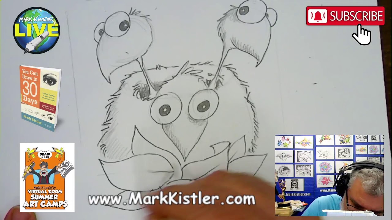 Mark Kistler LIVE! Episode 122: Let's draw Robbo-Kitty! Day 10 of 365! 