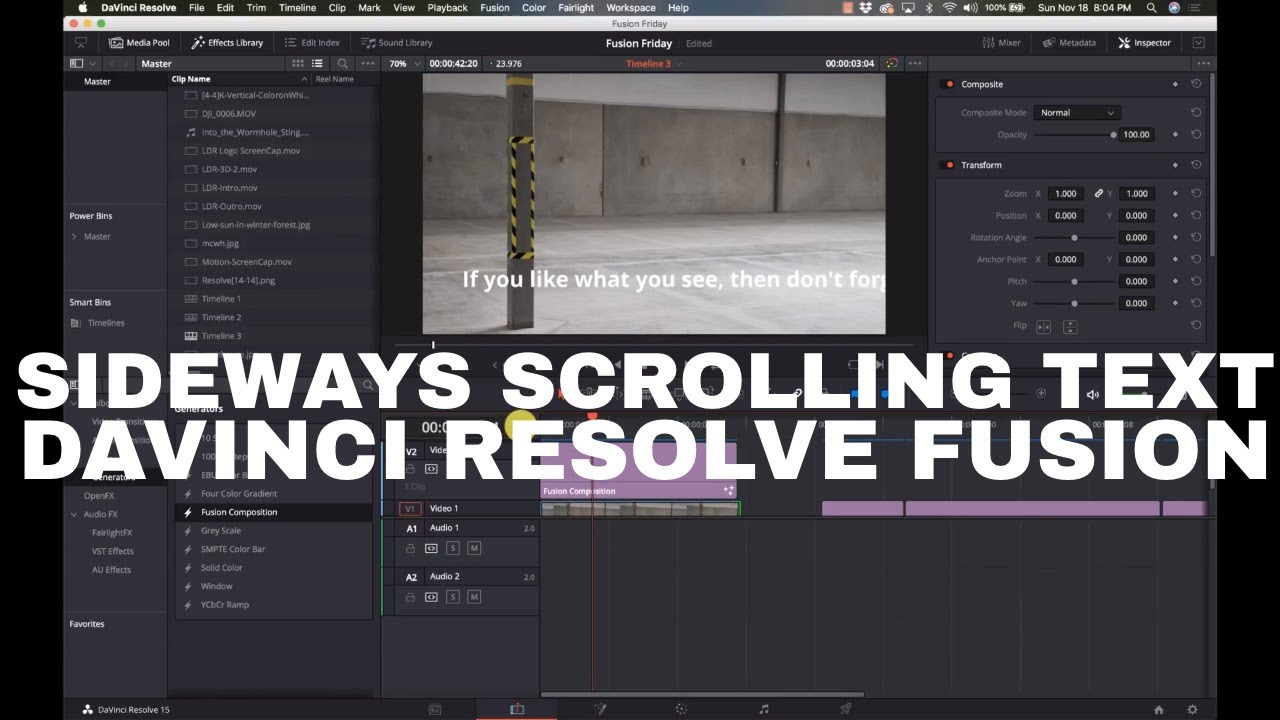 free text effects davinci resolve 15