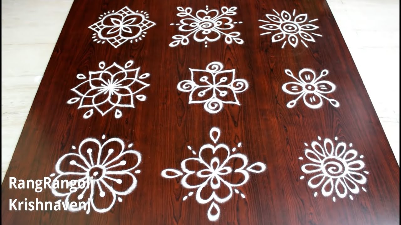 Easy Kolams for Beginners | Easy Beginners rangoli | Small Muggulu ...