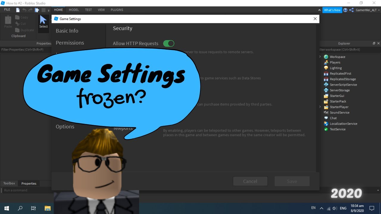 Roblox Studio Game Settings Frozen How To Fix Guide Youtube - roblox game settings not working