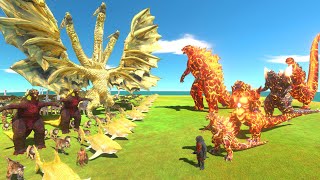 EVOLUTION of Lava GODZILLA Size Comparison VS Yellow Team - Animal Revolt Battle Simulator