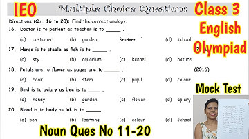 Olympiad Exam for Class 3 English 2023 | English  Olympiad Mock Test for Class 3 | IEO Class 3