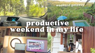 weekend vlog | anniversary getaway in sketchy place lol, cafe vlog, new desk setup 💻