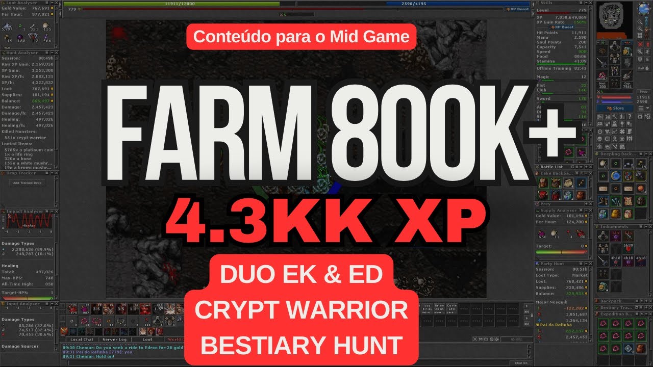 Tibia - Duo EK & ED | Crypt Warrior, 800k+ profit e 4.3kk de xp