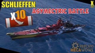 Schlieffen 10 kills Asymectric Battle | World of Warships Gameplay