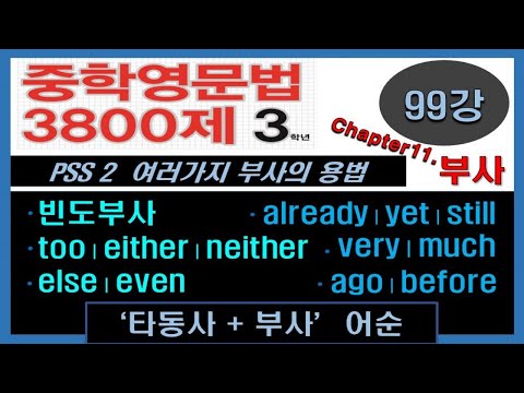 중학영문법3800제(3학년-Chap.11) 99강. 여러 가지 부사의 용법 (빈도부사 외) -지나쌤