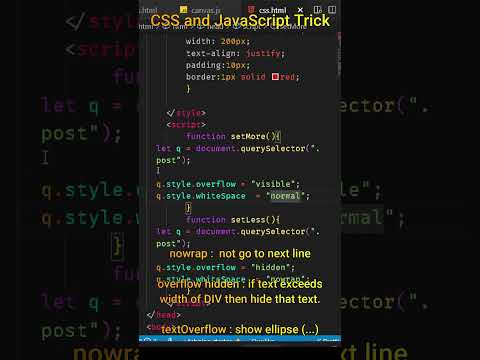 CSS and JavaScript Tricks Read More and Less Button #shorts #viral #ytshorts #javascript