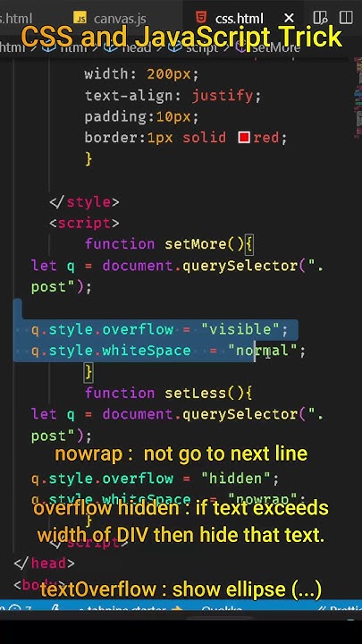CSS and JavaScript Tricks Read More and Less Button #shorts #viral # ...