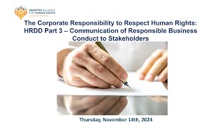 CR2R Webinar 4: Communication of Responsible Business Conduct to Stakeholders