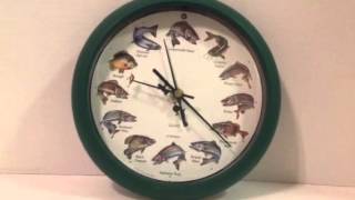 Splashing Gamefish Clock 8 Inch Hourly Action Fishing Sounds FAST SHIPPING