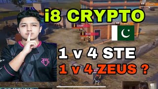 i8 crypto 1 v 4 STE and 1 v 4 Zeus missed in pmpl  best player in world casters shocked #pubgmobile